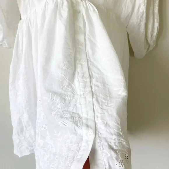 AQUA & Kristopher Brock Floral Embroidered Eyelet Mini Shirt Dress 100% Cotton S - Picture 11 of 14